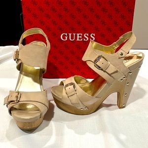 Guess platform heels in light tan-taupe